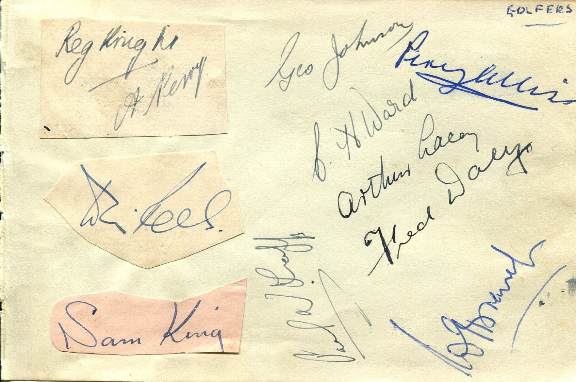 GOLF: Selection of vintage pages removed from an autograph album, - Bild 2 aus 8