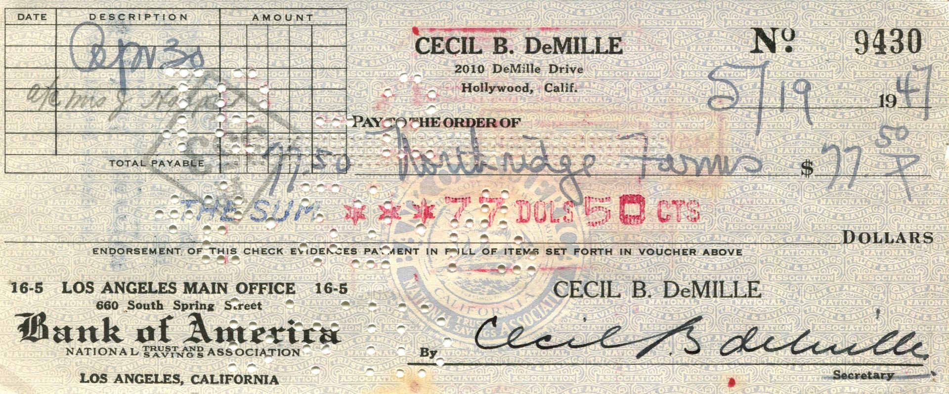 DEMILLE CECIL B.: (1881-1959) American film director, Academy Award winner. D.S.