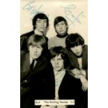 ROLLING STONES THE: A good vintage signed postcard photograph by the five original members of the