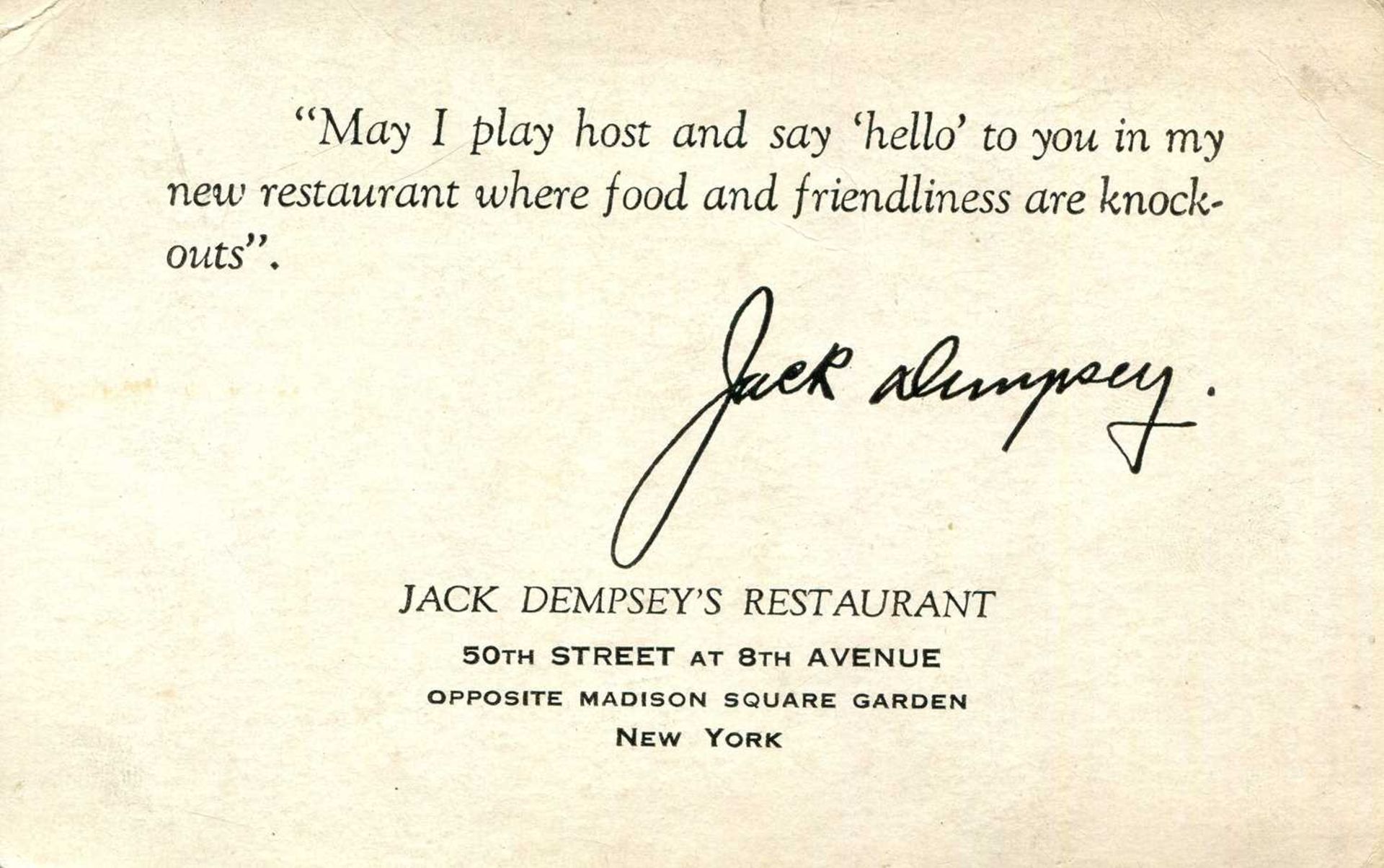 DEMPSEY JACK: (1895-1983) - Image 2 of 2