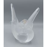 A Lalique glass 'Sylvie' glass vase in the form of Dove, 21cms tall