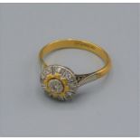 An 18ct gold diamond cluster ring, 3.3 grams, ring size K
