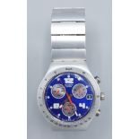 A Swatch Irony aluminium cased chronograph wristwatch with blue dial