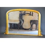 A Gilt Framed Over Mantle Mirror, 81cms high, 124cms wide, together with a draw leaf dining table