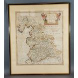 Robert Morden, a coloured map of Lancaster, 42cms x 36cms