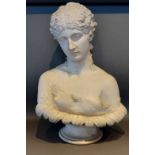 A 19th Century plaster large bust of Clytie, 69cms tall