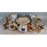 A Picquot ware three piece tea service together with a collection of plated and other items