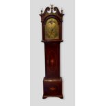 A 19th century mahogany long case clock, the arched hood with swan neck pediment and eagle finials