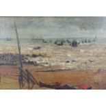 Tennyson Cole, coastal scene with boats, oil on canvas, signed, 29cms x 44cms