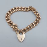 A 9ct gold curb link bracelet with padlock clasp, 17.2 grams