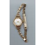 A 9ct gold ladies wristwatch by Caravelle, with 9ct gold bracelet, 9.5 grams excluding movement