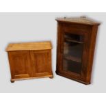 A 19th Century mahogany collectors cabinet together with an oak corner cabinet