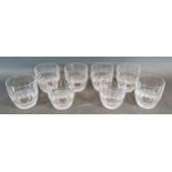 A set of eight Waterford crystal Colleen pattern whiskey tumbler glasses, 8.5cms tall