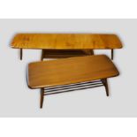 An Ercol drop flap coffee table together with another similar Ercol coffee table