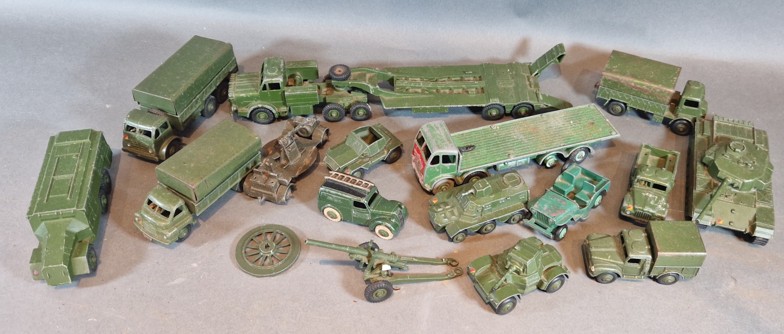 A Dinky Supertoys Tank Transporter 660, together with other Dinky Toys military vehicles, tanks - Image 2 of 2