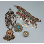 A Mughal necklace together with a collection of similar jewellery