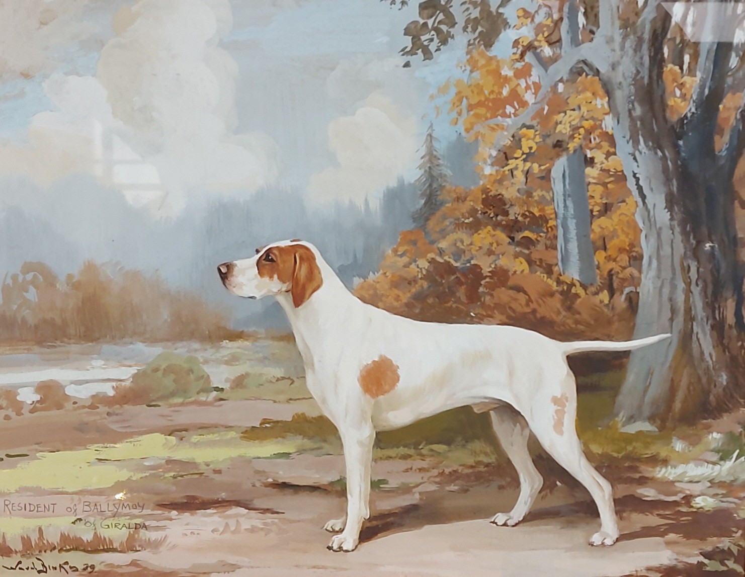 Reuben Ward Binks, study of a dog within a landscape, watercolour signed and titled Resident Of