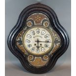 A 19th Century French ebonised vineyard wall clock, the alabaster dial named Maffrand, A Marquise