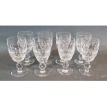 A set of eight Waterford crystal Colleen pattern sherry glasses, 10.5cms tall