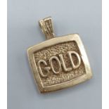 A 9ct gold pendant, 17.3 grams