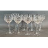 A set of eight Waterford crystal Colleen pattern hock glasses, 18.5cm tall