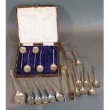 A set of five Birmingham silver spoons, together with a Sheffield silver spoon and a small