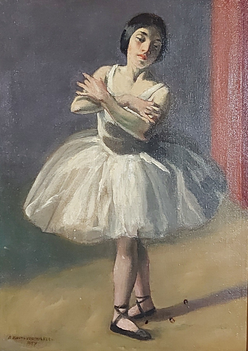 Bernard Fleetwood Walker, study of a Ballerina, oil on canvas signed, 35cms x 25cms