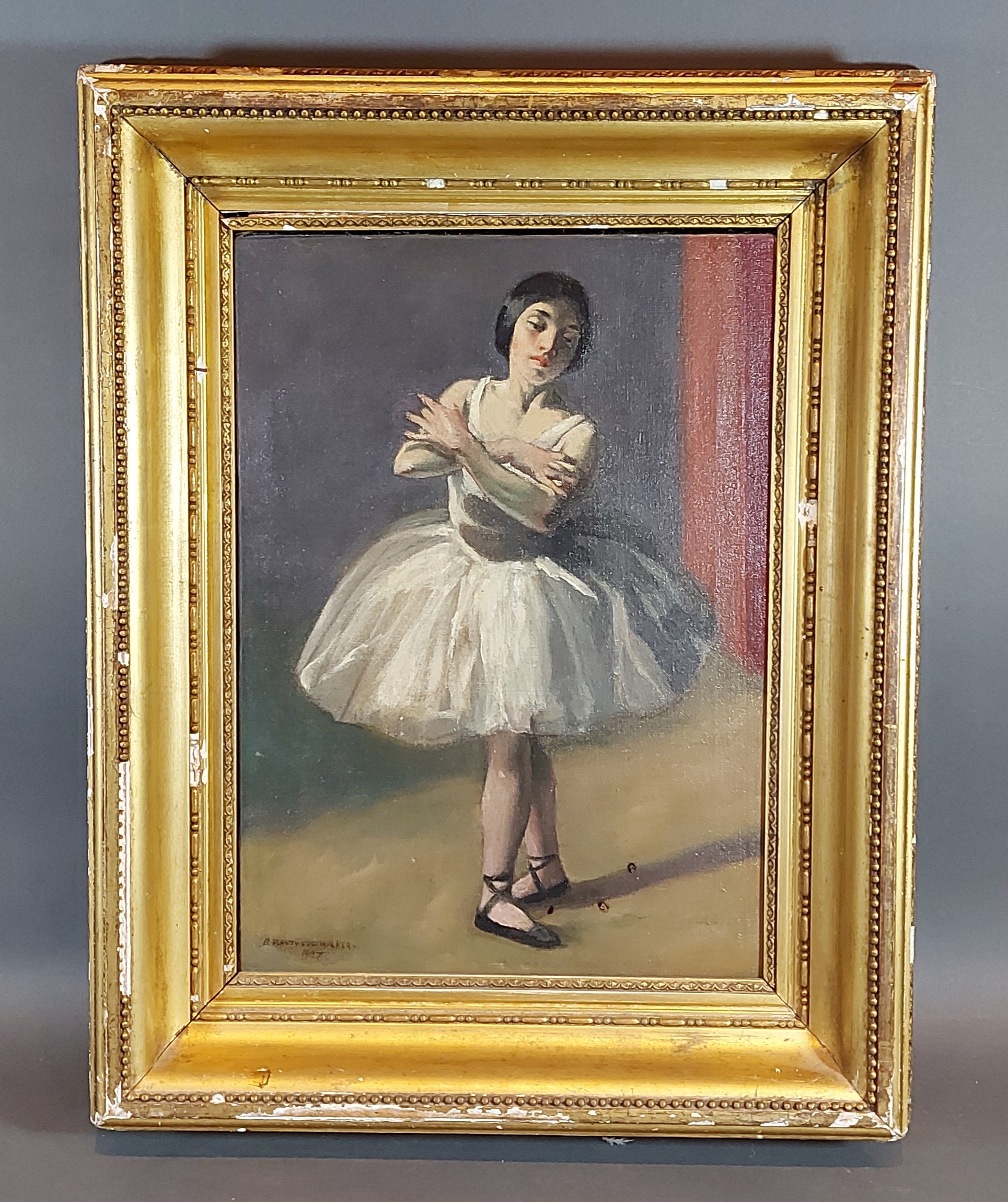 Bernard Fleetwood Walker, study of a Ballerina, oil on canvas signed, 35cms x 25cms - Image 2 of 3