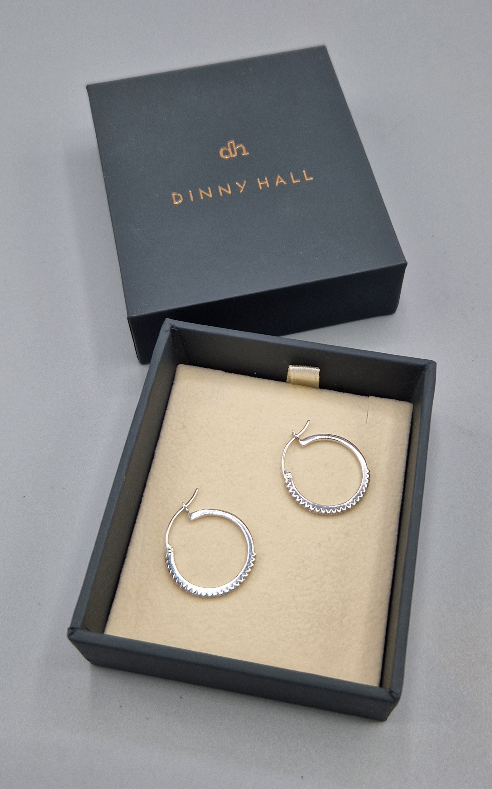 A pair of 14ct white gold hoop earring set with diamonds by Dinny Hall, 2.2gms - Image 2 of 2