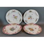 A Pair of Meissen porcelain dishes, each decorated with coloured enamels depicting birds amongst