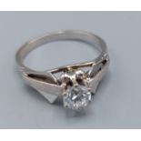 A 14ct white gold solitaire diamond ring, approx. 0.40ct, ring size P, 3.4gms