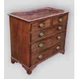 A 19th Century Mahogany straight front chest, the moulded top above two short and three long drawers