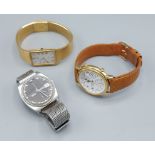 A Seiko Lassale gold plated wristwatch, together with two other Seiko wristwatches