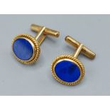 A pair of 18ct gold and Lapis Lazuli cufflinks by Mecan Elde, 11.2gms