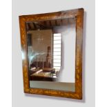 A Dutch Marquetry rectangular wall mirror, 72.5cms x 56cms