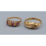 An 18ct gold diamond set ring2.1gms, ring size N together with another 18ct gold ruby and diamond