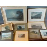 A. Smyth, lakescene, pastel together with other pictures