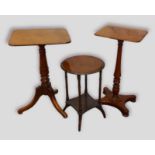 A 19th Century mahogany pedestal table of square form together with another similar table and a