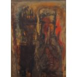 John Tobin, The Little Red Judge, signed, titled and dated 1963 Verso, 121cms x 90cms together