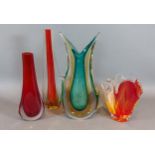 A group of four Murano glass vases