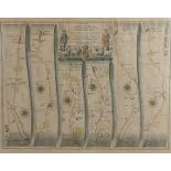 John Ogilby, The Roads From Chelmsford, coloured map, 35cms by 45cms