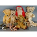 Three Action Man figures with accessories, together with six plush bears
