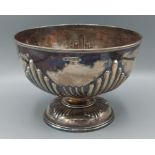 A Victorian silver rose bowl of half lobed form, Sheffield 1897, Jams Dixon and Sons, 20ozs, 21cms