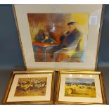 T. R. Tucker a pair of watercolours, signed, together with a another painting, Two Seated Gentleman,
