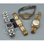 A Ladies Citizen Automatic gold plated wristwatch, together with three other ladies watches