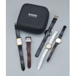 A Rado ladies wristwatch, number 129.4077.4N together with four other ladies wristwatches