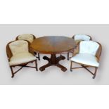A 20th Century dining room suite comprising dining table, four tub shaped cane back chairs and a
