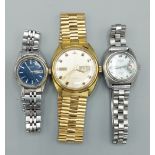 A Jaeger LeCoultre Club Automatic gold plated Gentlemans wristwatch together with a Seiko ladies