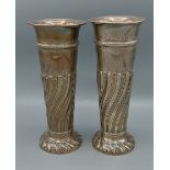 A pair of Victorian silver spill vases of half lobed form, London 1897, 13ozs, 20cms tall