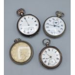 A Birmingham silver pocket watch by Astral together with three other pocket watches